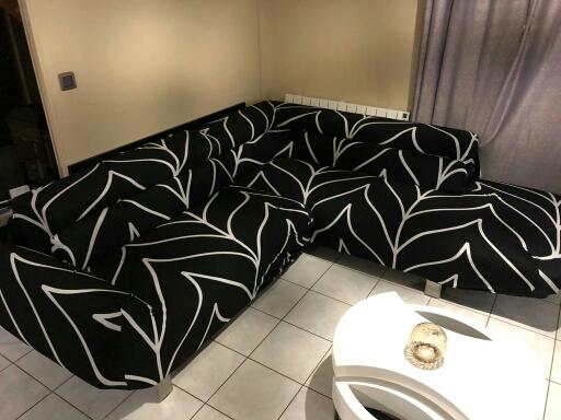 Black Leaf Sectional Sofa Couch Cover - shopcouchcovers.com