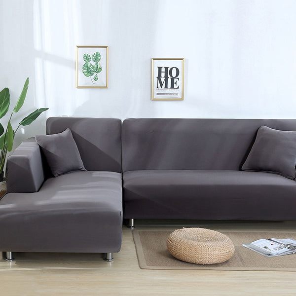 Grey Sectional L-Shaped Couch Cover - shopcouchcovers.com