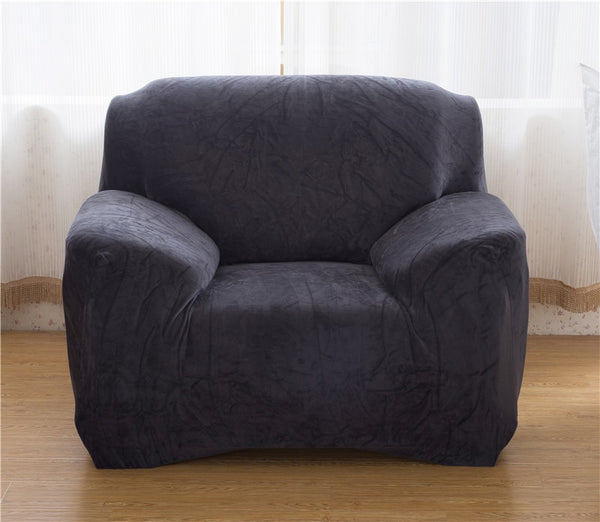 Black Plush Couch Cover Sofa Slipcover - shopcouchcovers.com