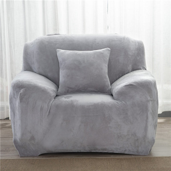 Silver Plush Couch Cover Sofa Slipcover - shopcouchcovers.com