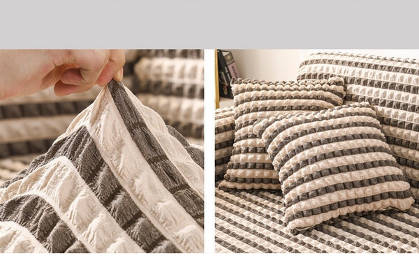 Brown Ruffled Skirt Couch Cover Slipcover - shopcouchcovers.com