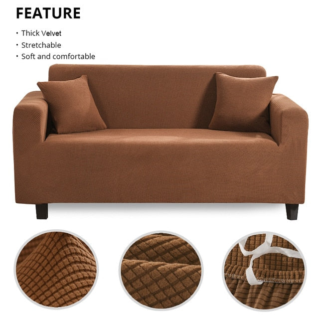 Bronze Diamond Stitch Thick Velvet Couch Cover