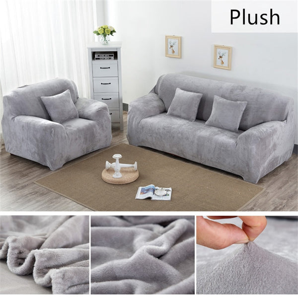 Silver Plush Couch Cover Sofa Slipcover - shopcouchcovers.com