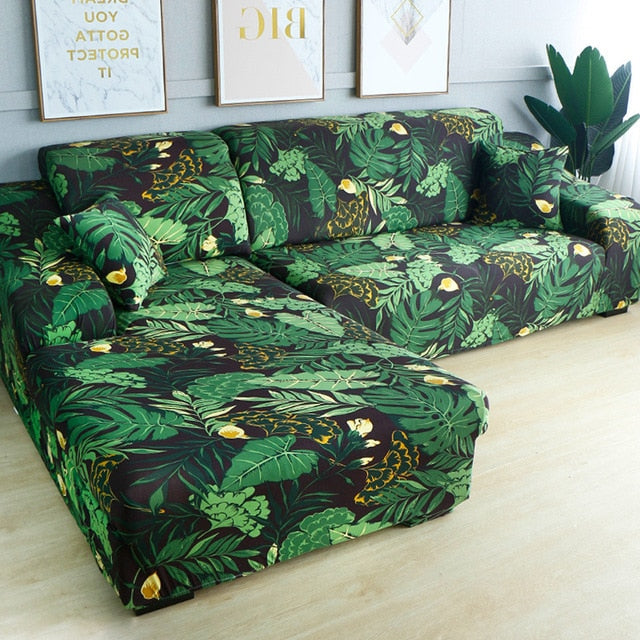 Forest Green L-Shaped Sectional Couch Cover