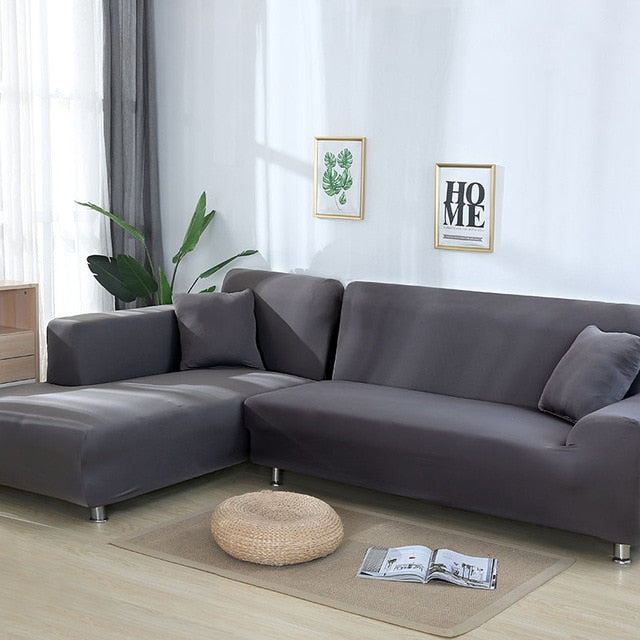Grey Sectional L-Shaped Couch Cover - shopcouchcovers.com