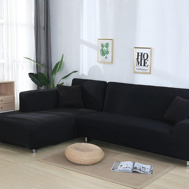 Black Sectional L-Shaped Couch Cover