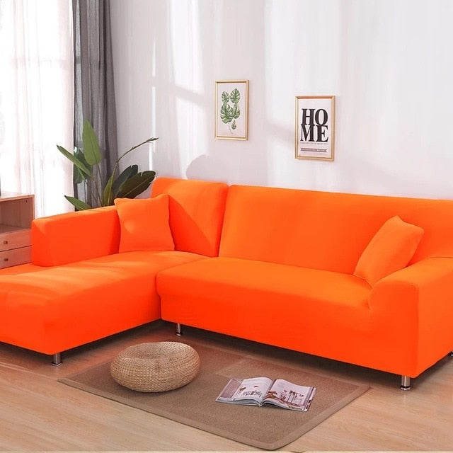 Orange Sectional L-Shaped Couch Cover