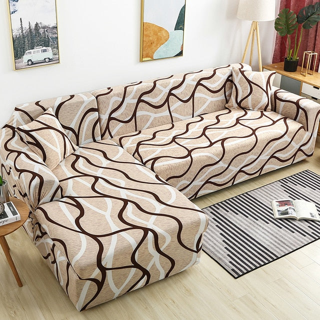 Brown Wave Sectional Sofa Couch Cover