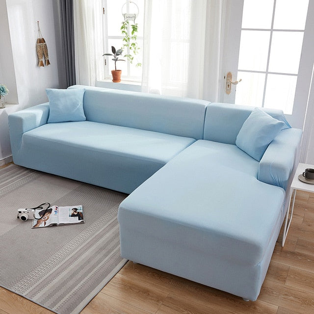 Baby Blue Sectional L-Shaped Couch Cover