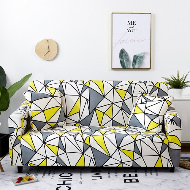 Geometric Yellow Couch Cover Slipcover