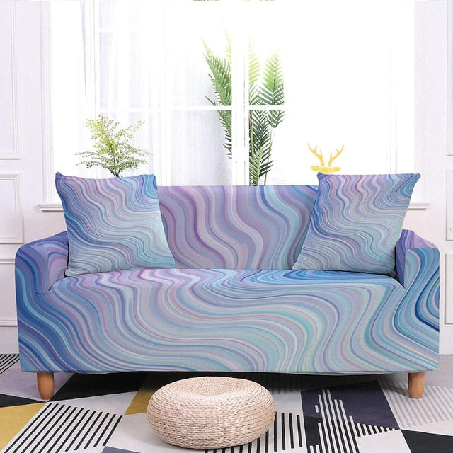 Blue Swirl Couch Cover Sofa Slipcover