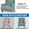 Beige Jacquard Wingback Chair Cover Slipcover - shopcouchcovers.com