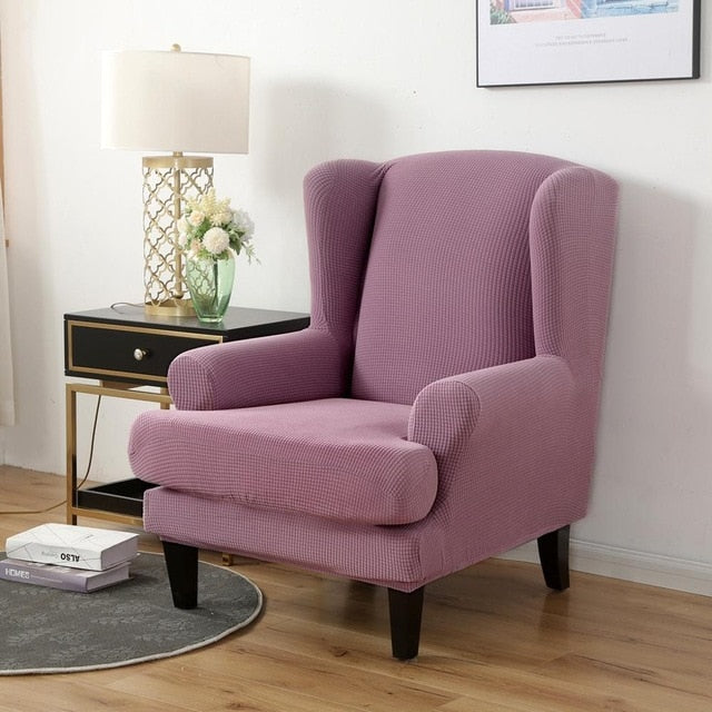 Kobi Jacquard Wingback Chair Cover Slipcover