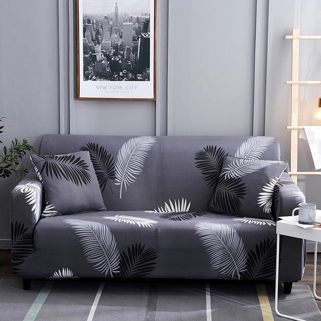 Grey Fern Sofa Couch Cover Slipcover