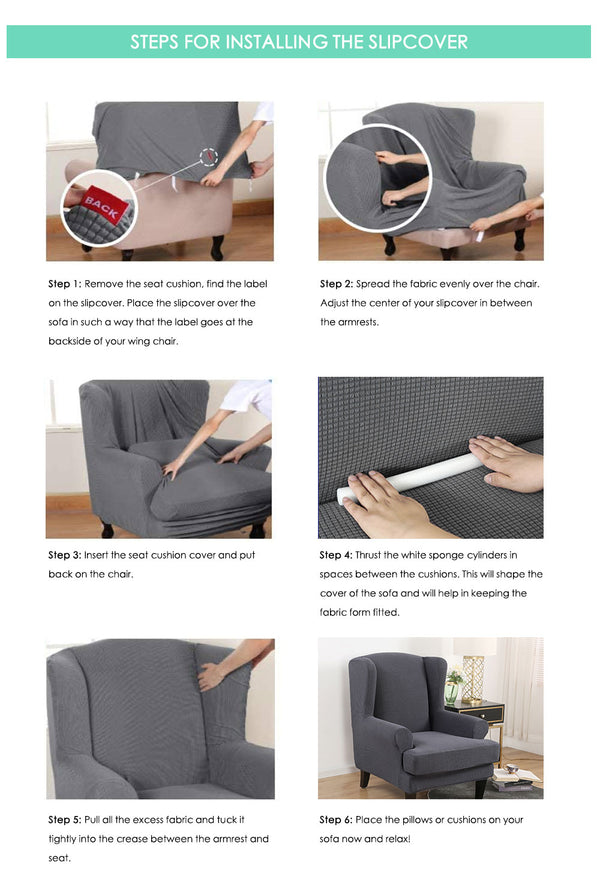 Velvet Spandex Wingback Armchair Cover Slipcover - shopcouchcovers.com