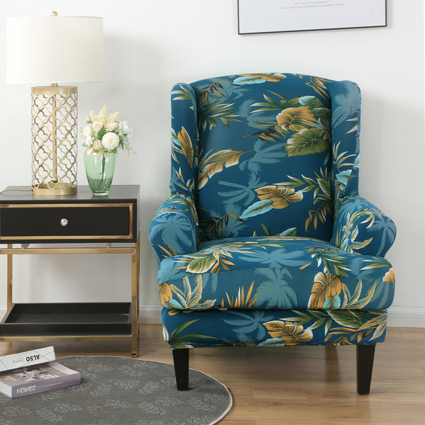 Bonica Blume Wingback Chair Cover Slipcover - shopcouchcovers.com