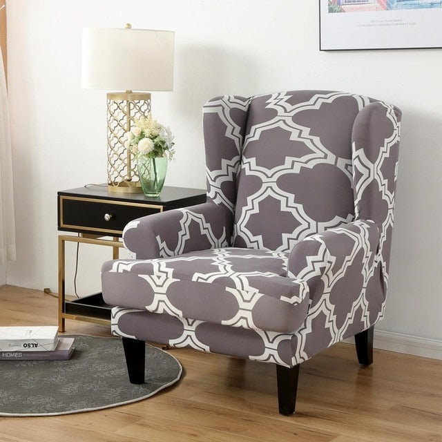 Tempe Grey Wingback Chair Cover Slipcover