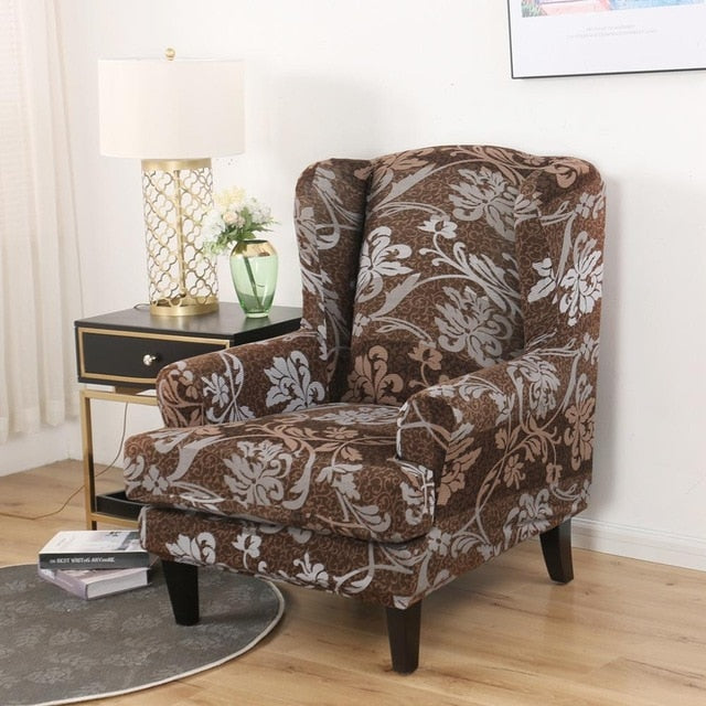 Jolie Flower Wingback Chair Cover Slipcover
