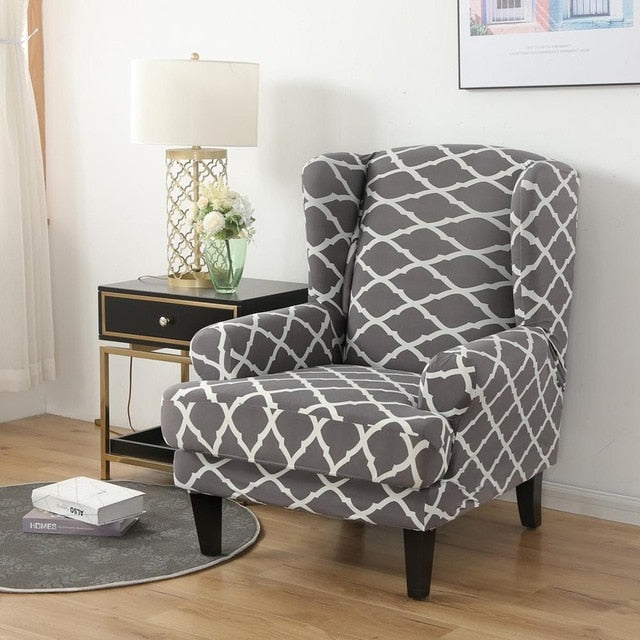 Laval Grey Wingback Chair Cover Slipcover