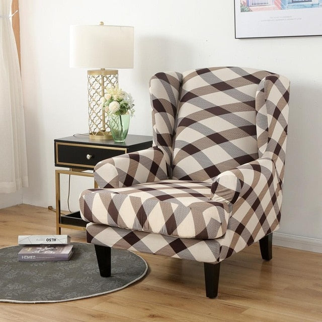 Jasper Tan Wingback Chair Cover Slipcover