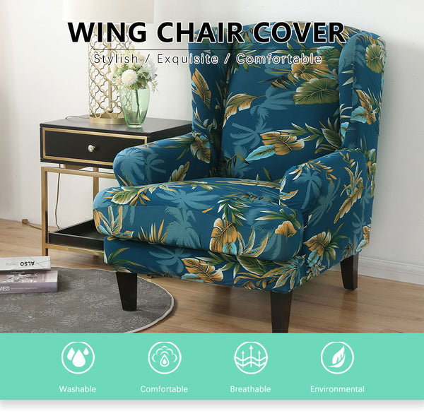 Bonica Blume Wingback Chair Cover Slipcover - shopcouchcovers.com
