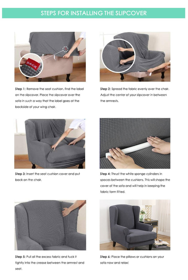 Laval Grey Wingback Chair Cover Slipcover - shopcouchcovers.com
