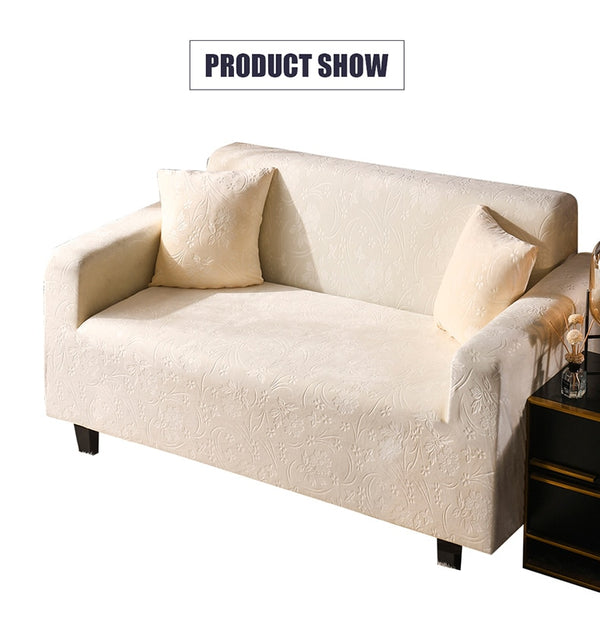 Off White Floral Velvet Sofa Couch Cover - shopcouchcovers.com