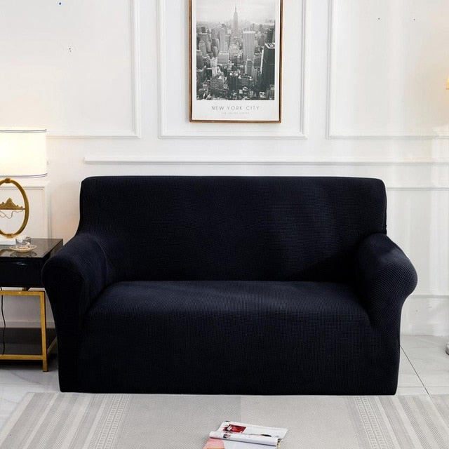 Black Jacquard Fabric Stretch Couch Cover
