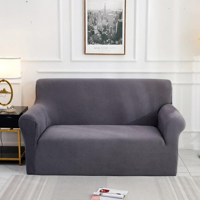 Charcoal Jacquard Fabric Stretch Couch Cover