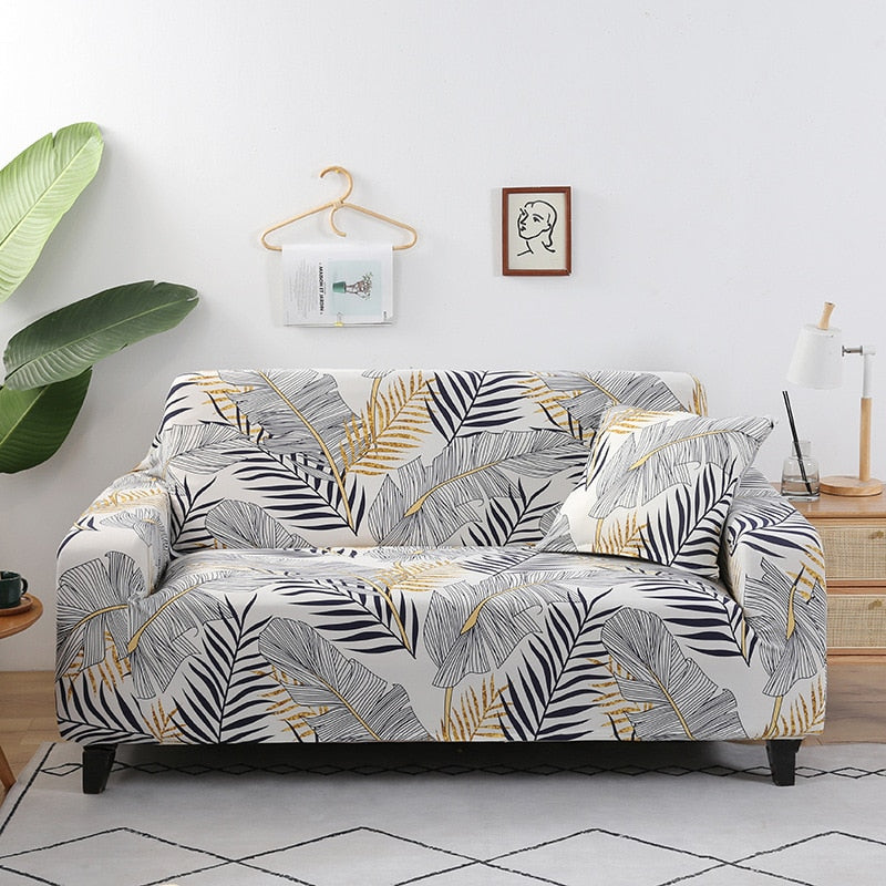 Gold Black Fern Couch Sofa Cover