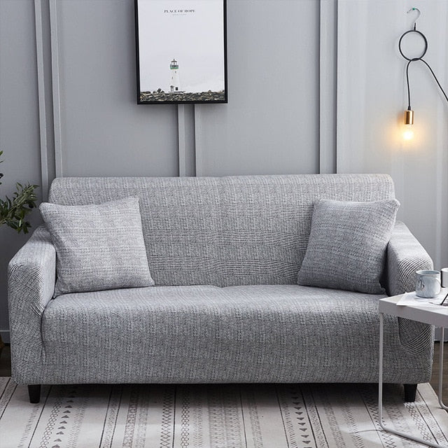Grey Plaid Couch Sofa Cover