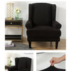 Black Jacquard Wingback Chair Cover Slipcover - shopcouchcovers.com