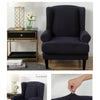 Navy Jacquard Wingback Chair Cover Slipcover - shopcouchcovers.com
