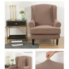 Wood Brown Jacquard Wingback Chair Cover Slipcover - shopcouchcovers.com