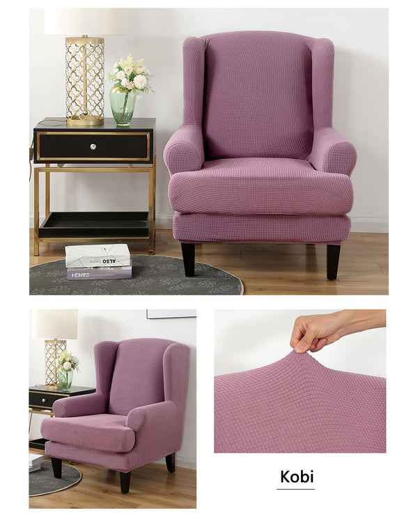 Kobi Jacquard Wingback Chair Cover Slipcover - shopcouchcovers.com