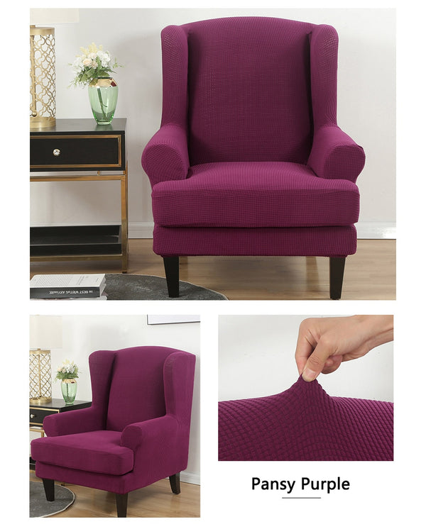 Plum Jacquard Wingback Chair Cover Slipcover - shopcouchcovers.com