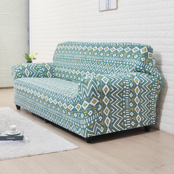Aztec Blue Couch Cover Sofa Slipcover - shopcouchcovers.com