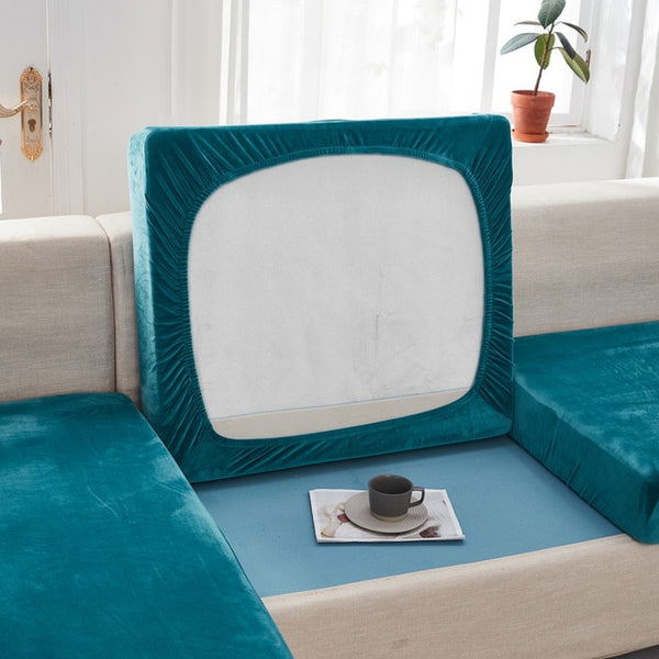 Luxury Velvet Elastic Couch Cushion Cover - shopcouchcovers.com