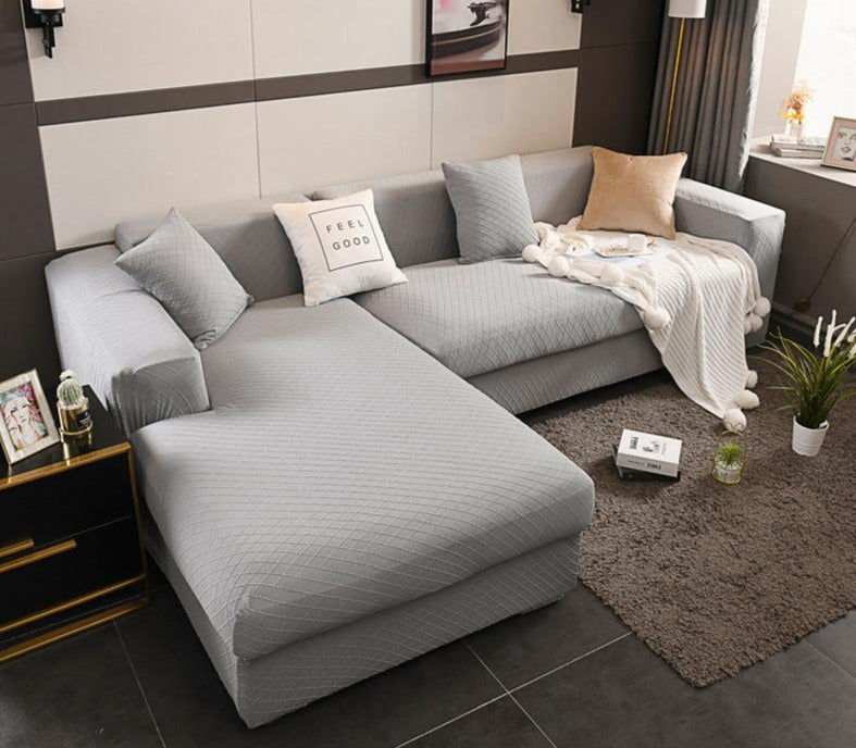 Broadway Gray Sectional L-Shaped Couch Cover - shopcouchcovers.com