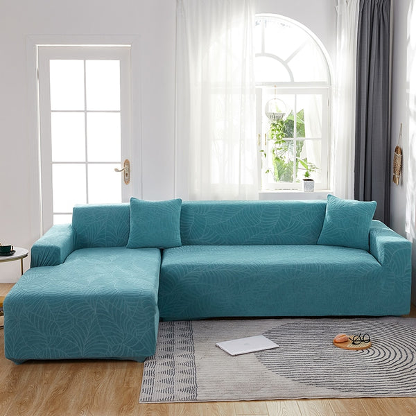 Jacquard Solid Color L-shape Couch Cover - shopcouchcovers.com