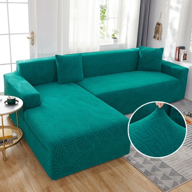 Jacquard Solid Color L-shape Couch Cover