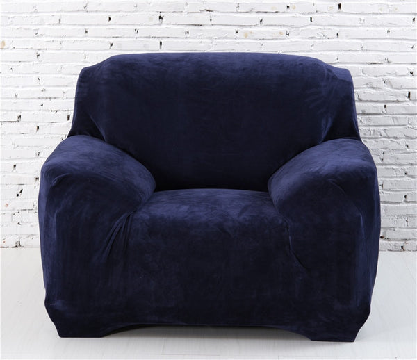 Navy Blue Plush Couch Cover Sofa Slipcover - shopcouchcovers.com