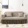 Brown Ruffled Skirt Couch Cover Slipcover - shopcouchcovers.com