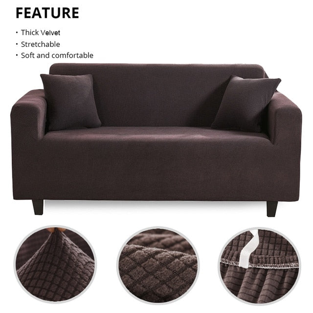 Chocolate Diamond Stitch Velvet Couch Cover