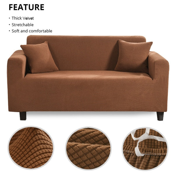 Bronze Diamond Stitch Thick Velvet Couch Cover - shopcouchcovers.com