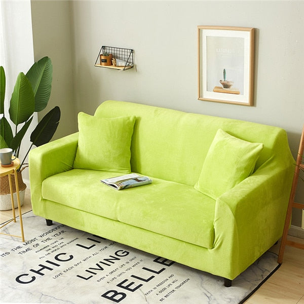 Lime Green Plush Couch Cover Sofa Slipcover - shopcouchcovers.com