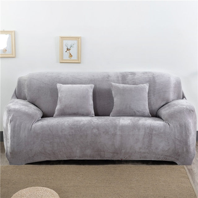 Silver Plush Couch Cover Sofa Slipcover