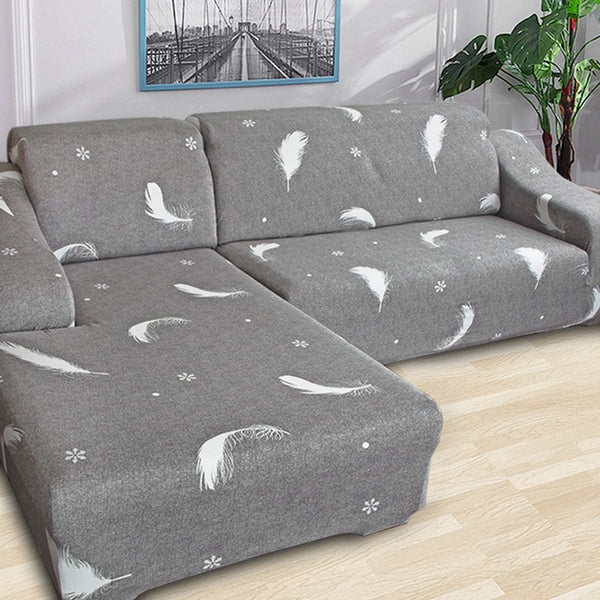 Grey Feather L-Shaped Sectional Couch Cover - shopcouchcovers.com