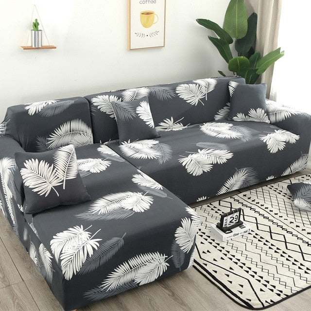 Grey Fern Sectional L-Shaped Couch Cover