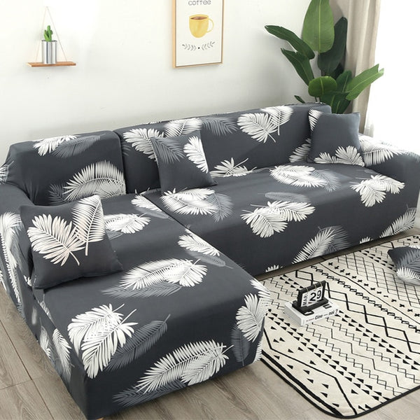 Grey Fern Sectional L-Shaped Couch Cover - shopcouchcovers.com